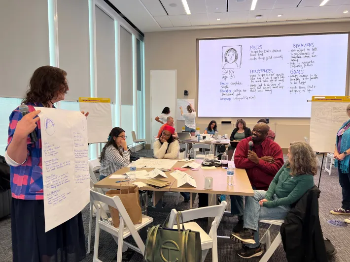 Group discussion and presentation in a modern meeting room