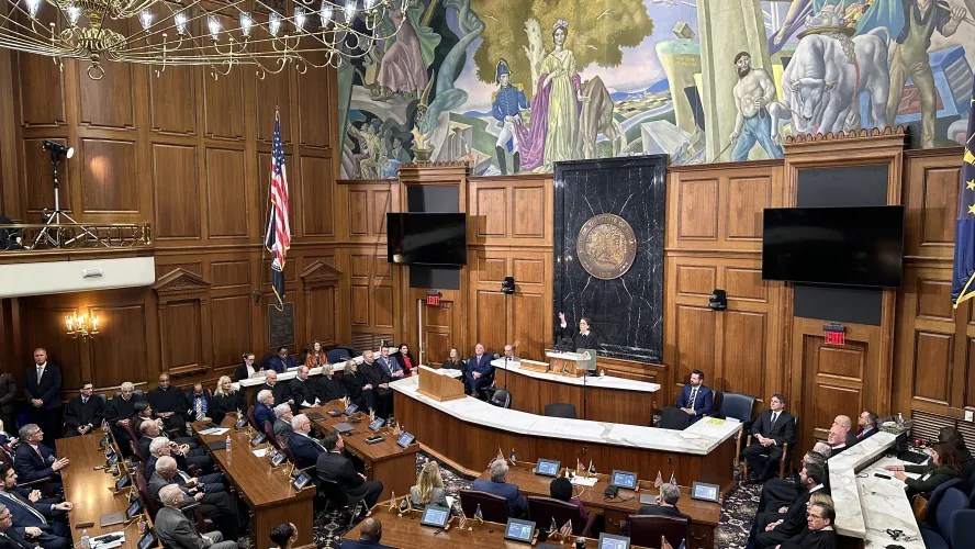 Chief Justice Loretta Rush delivering the 2026 state of the judiciary address 
