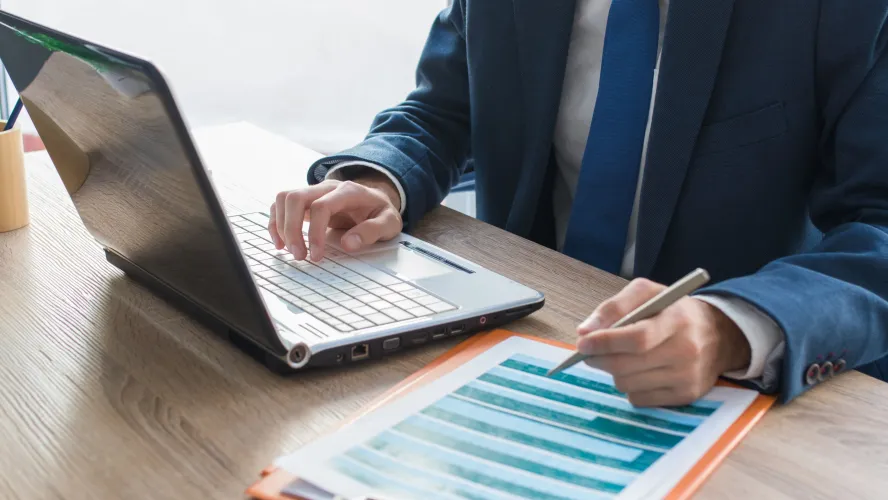 Man working on a laptop