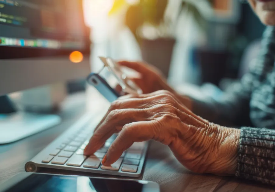 Older woman using computer