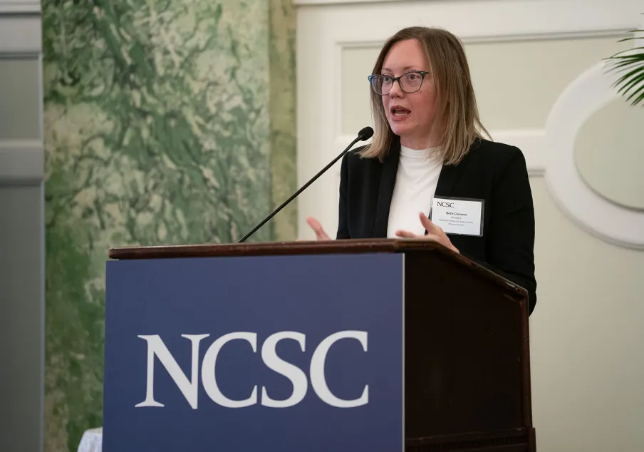 NCSC President Elizabeth Clement addressing audience at 2025 Fall Events
