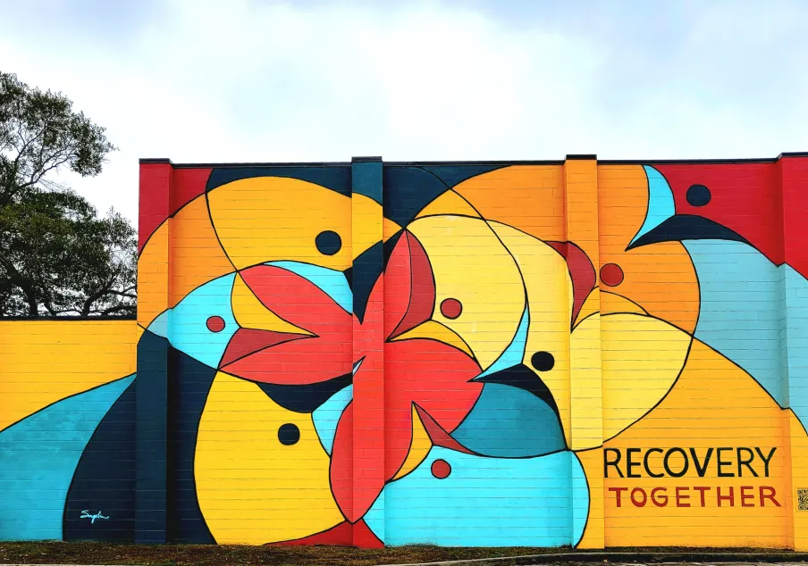 Photo of mural that says Recovery Together in Kinston, NC