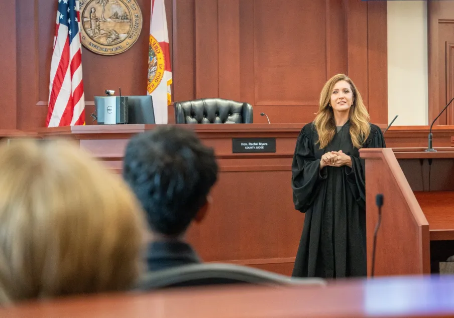 Volusia County (Fla) Court Judge Rachel Myers gives school tour