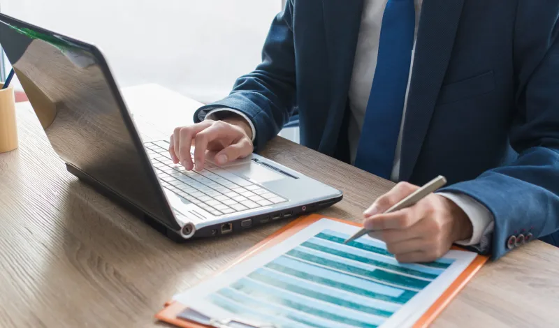 Man working on a laptop